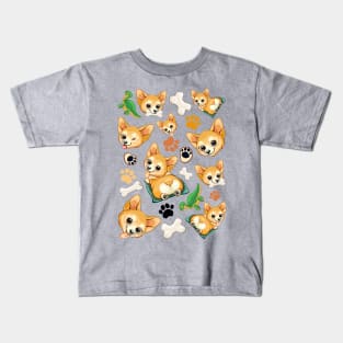 Korgi Pet Dog Happy and Cute Cartoon Character Kids T-Shirt